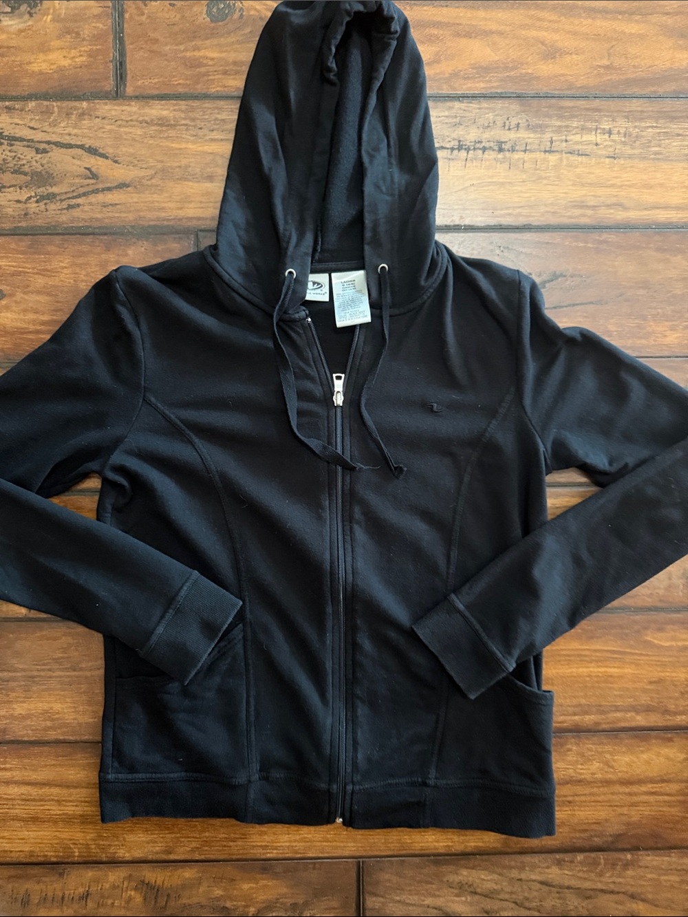Athletic Works Black Full-Zip Hooded Sweatshirt With Pockets
